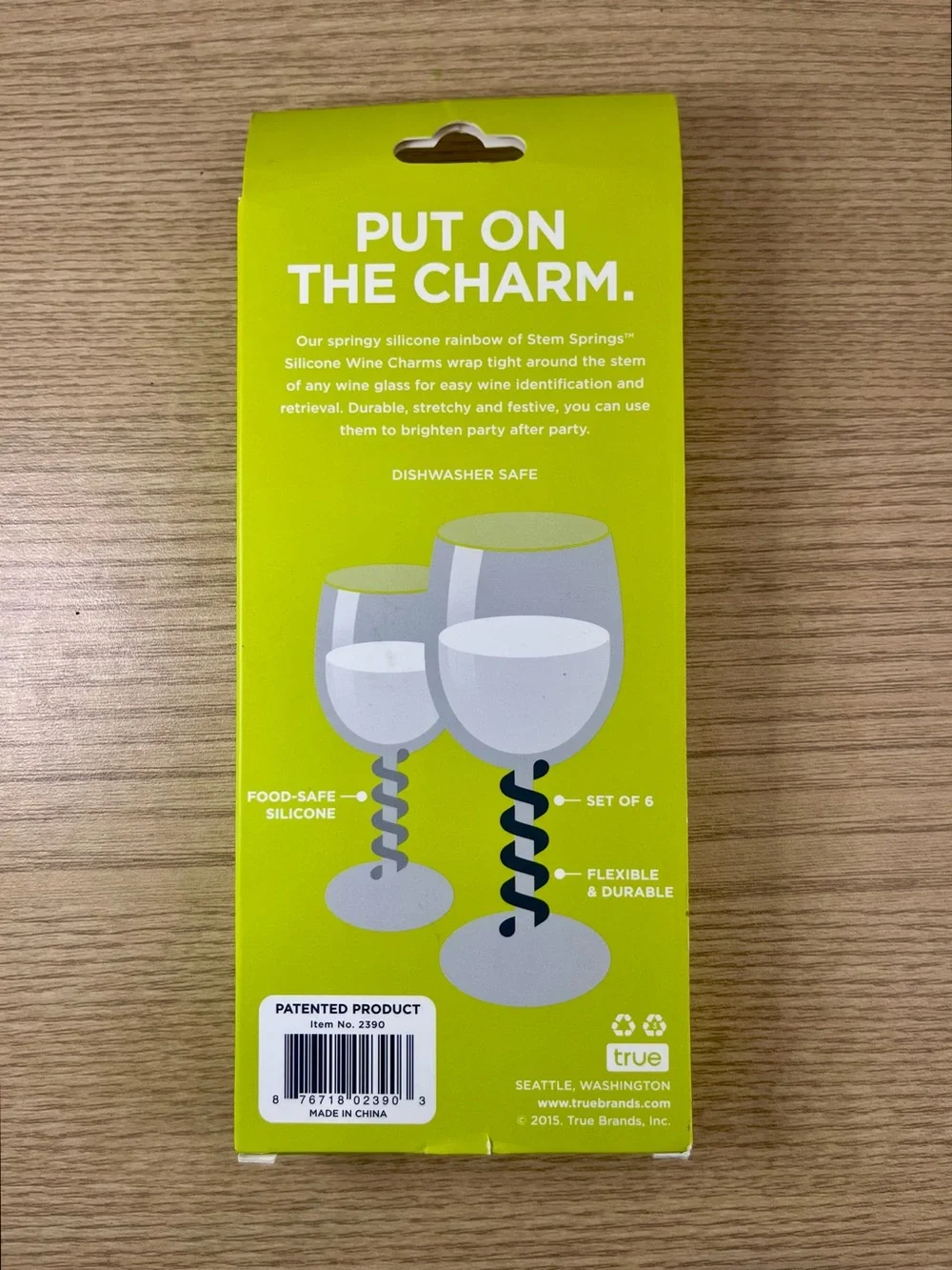 NIB Stem Springs - Silicone Wine Charms Set of 6 Glass Markers Rainbow Colors